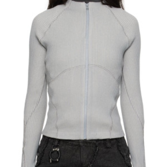 Gray Ribbed Zip-Up Jacket - Picture 2 of 5